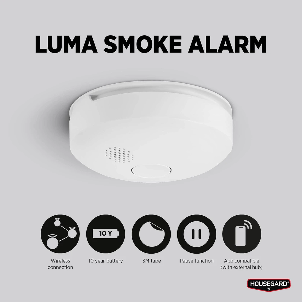 Housegard Luma Brandpakke – 4 trådløse røgalarmer & fjernbetjening - Billede 4