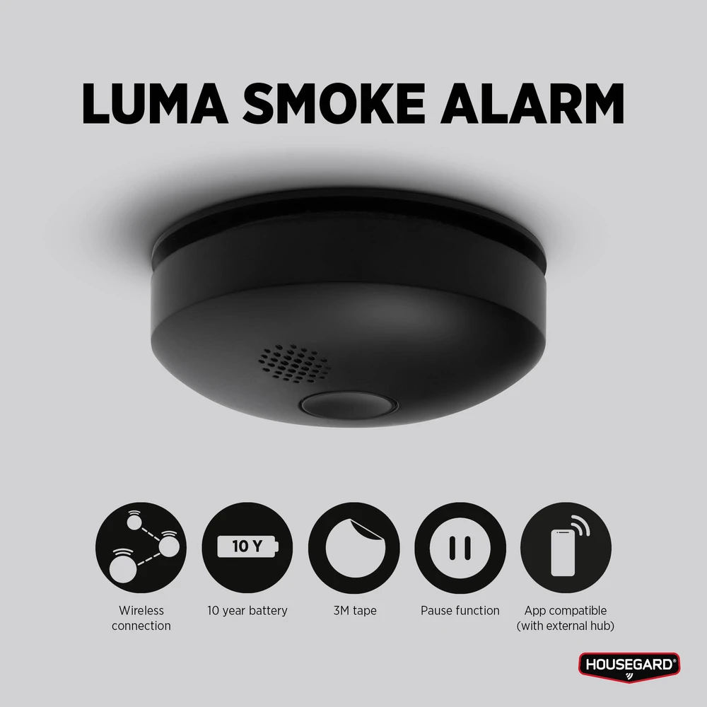 Røgalarm trådløs - Housegard Luma Black med 10-års batteri (2-pak) - Billede 6