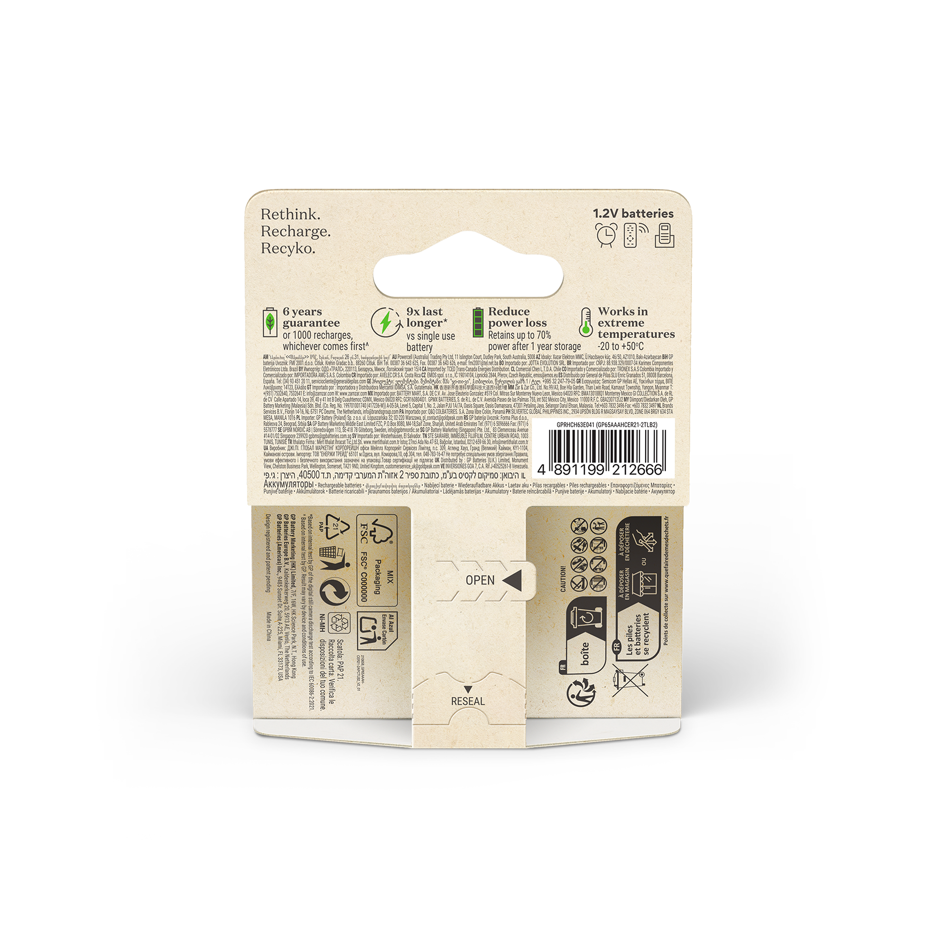 GP Recyko AAA 650 mAh genopladelige batterier 2-pak - Billede 3