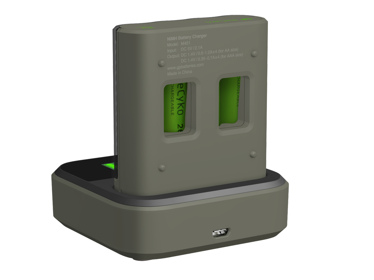 GP ReCyko Speed M451 batterioplader med D451 ladestation og 4 x AA 2600 mAh - Billede 8