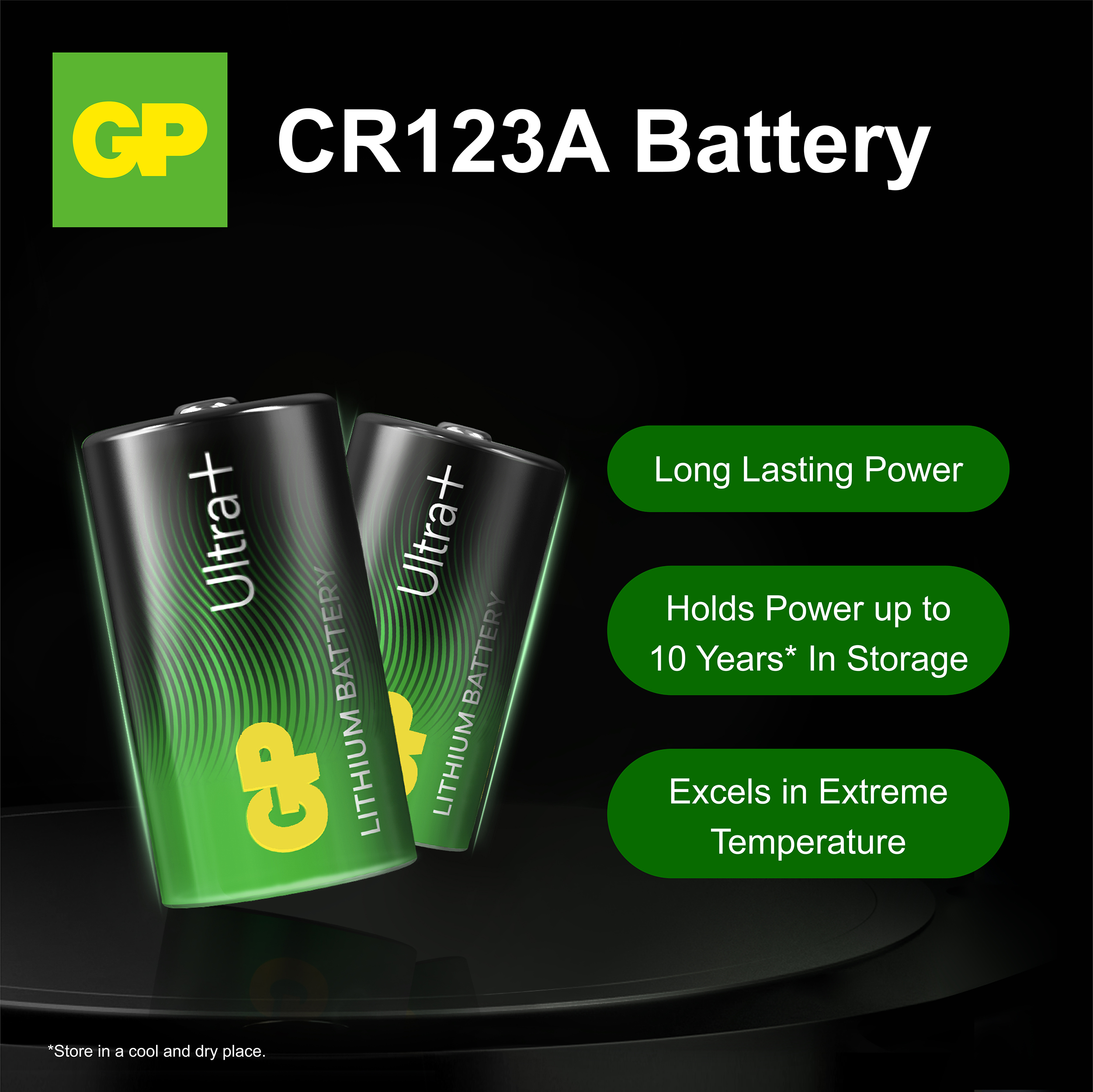 GP Ultra Plus CR123A 3V lithiumbatteri 1-pak - Billede 3