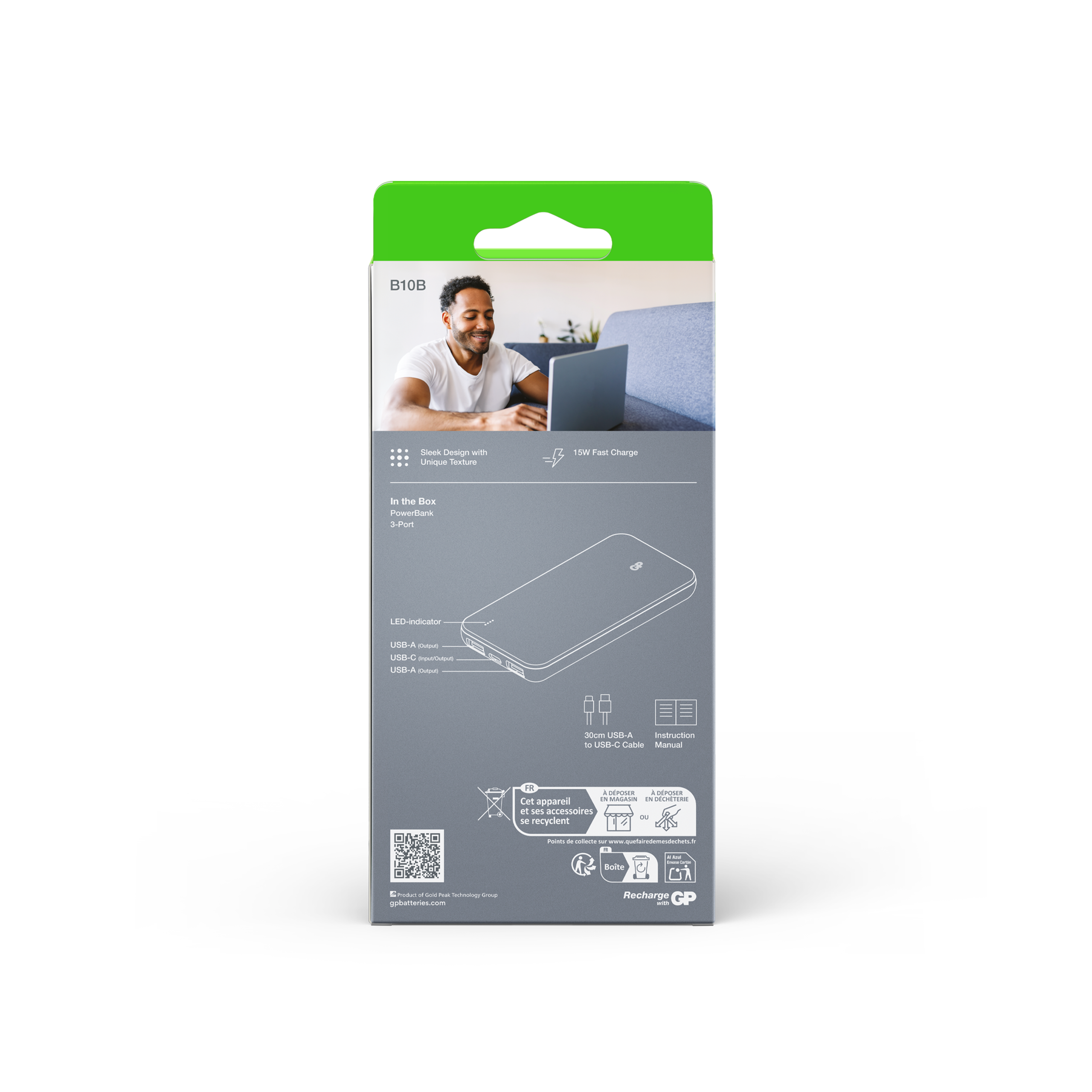 GP Powerbank Plus 10000 mAh – creme - Billede 5