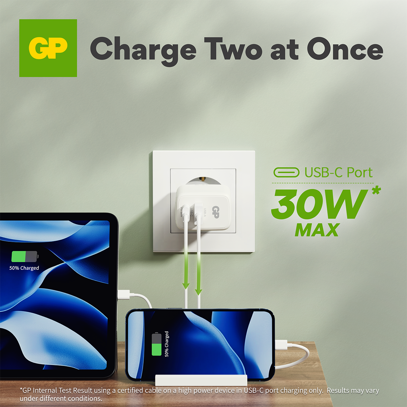 GP WM2E PD 30W vægoplader med USB-C og USB-A - Billede 7