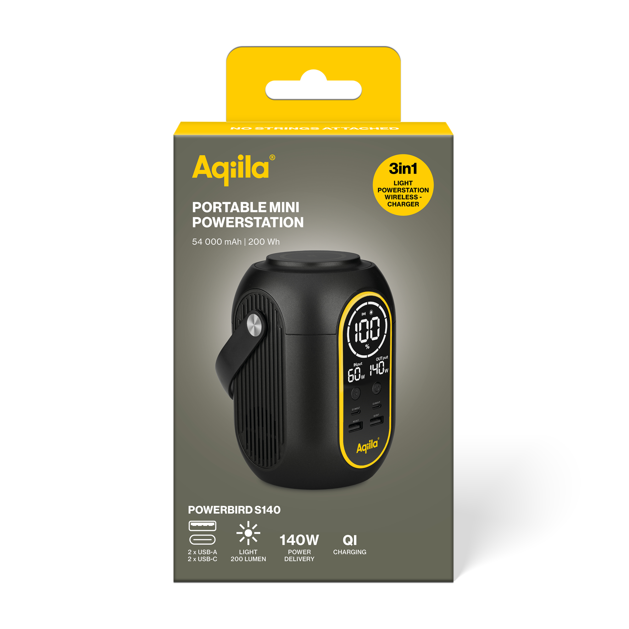 Aqiila Powerbird S140 mini powerstation 200Wh - Billede 5