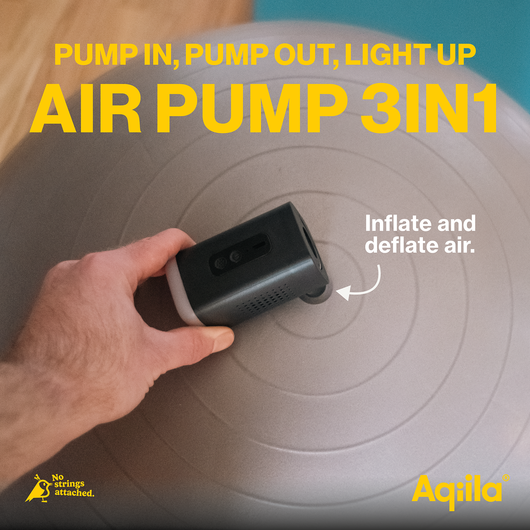 Aqiila Airbird C2 3-i-1 luftpumpe - Luftmadrasser, badelegetøj, vakuumposer og fitnessbolde - Billede 3