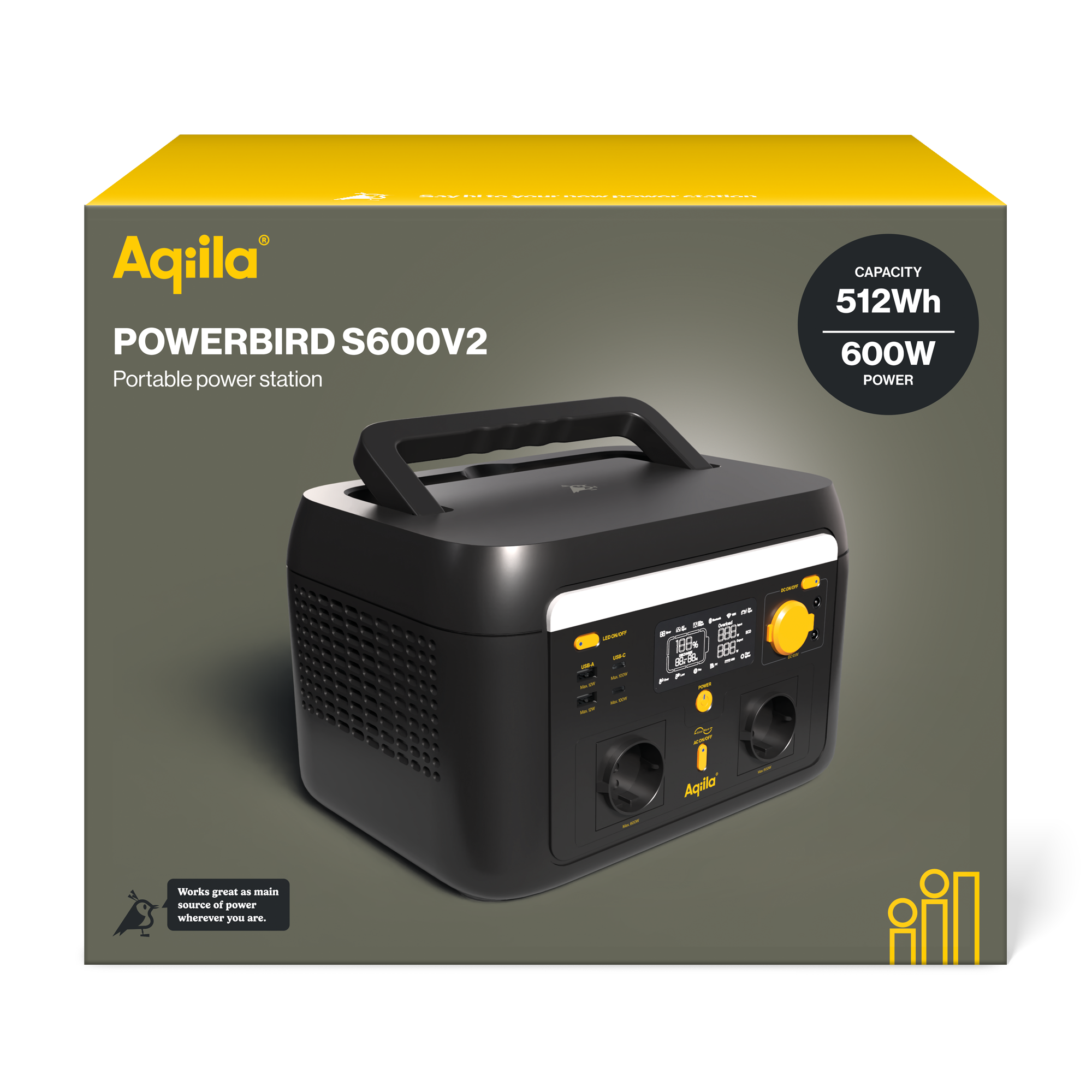 Aqiila Powerbird S600v2 powerstation 600W - Camping, fritidsaktiviteter, vanlife og mobile arbejdspladser - Billede 5