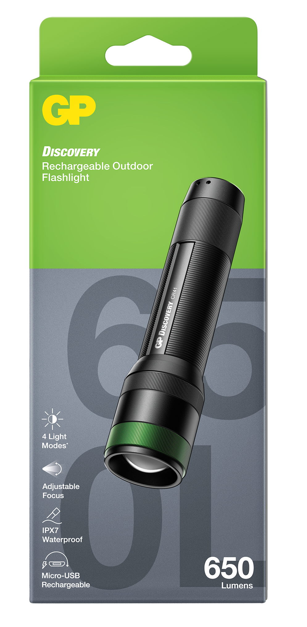 GP Discovery CR41 genopladelig lommelygte 650 lumen - Billede 2