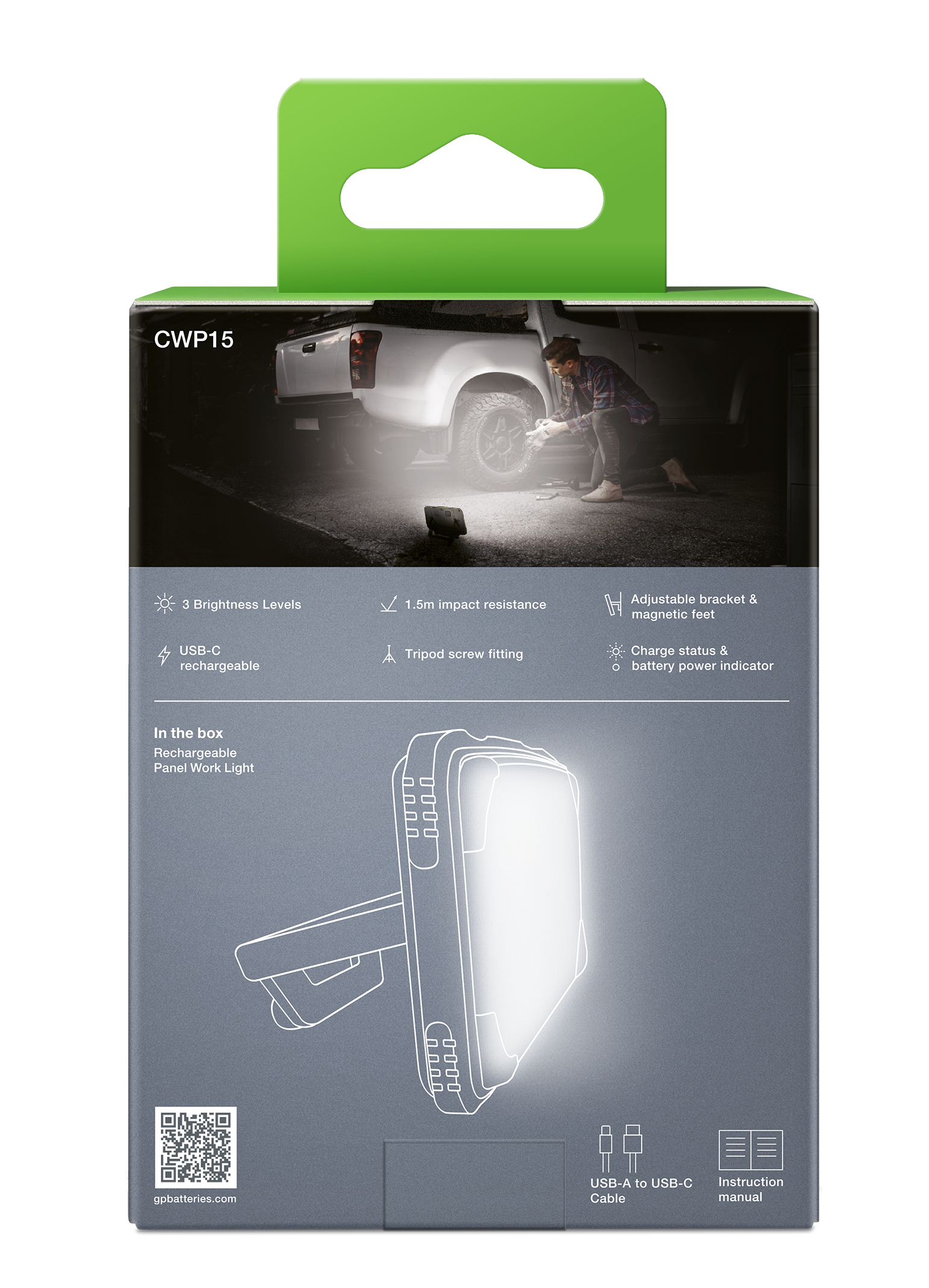GP Discovery Work CWP15 genopladelig arbejdslampe 1200 lm - Billede 5