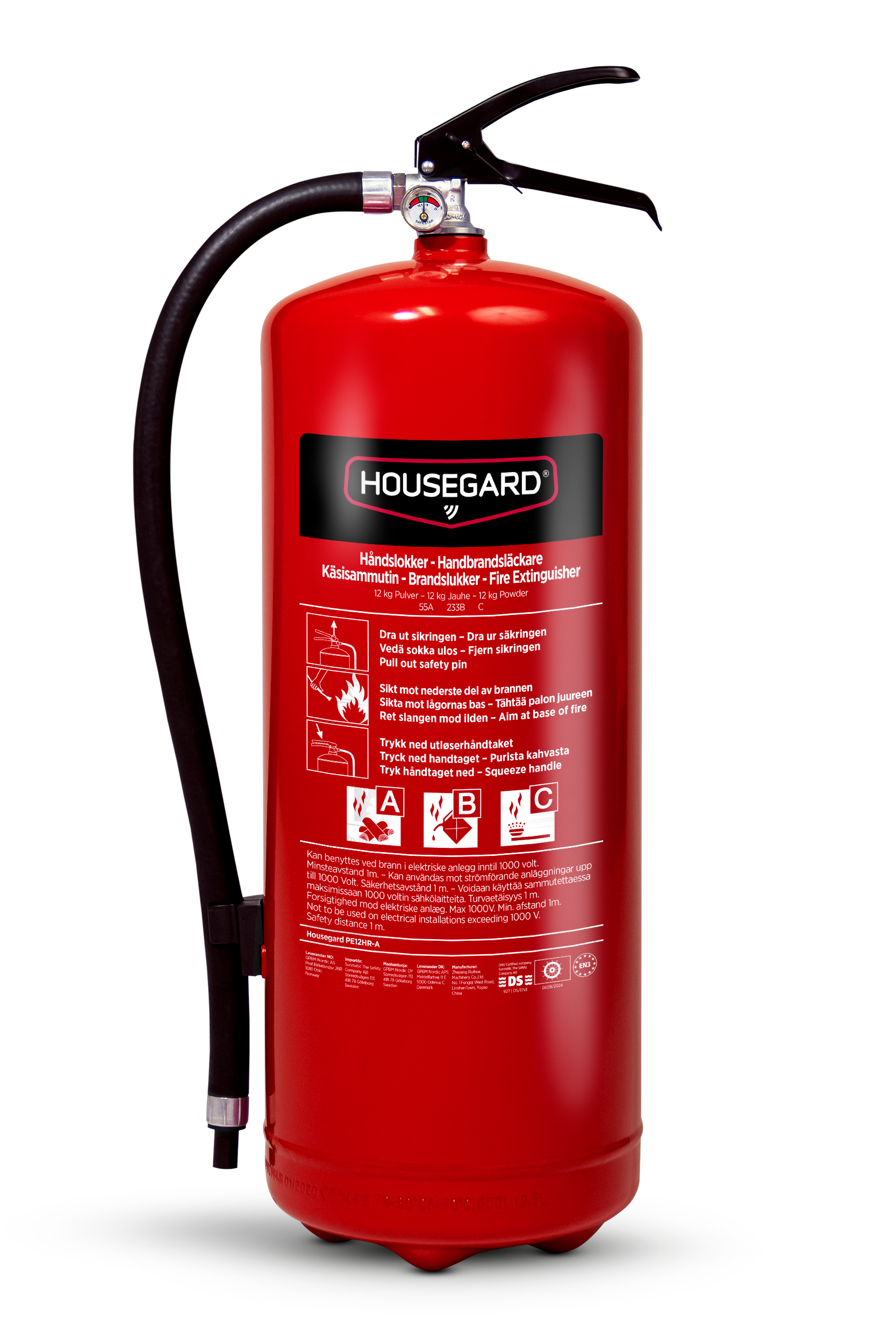 Housegard PE12HR-A 12 kg pulverslukker – 55A 233B C