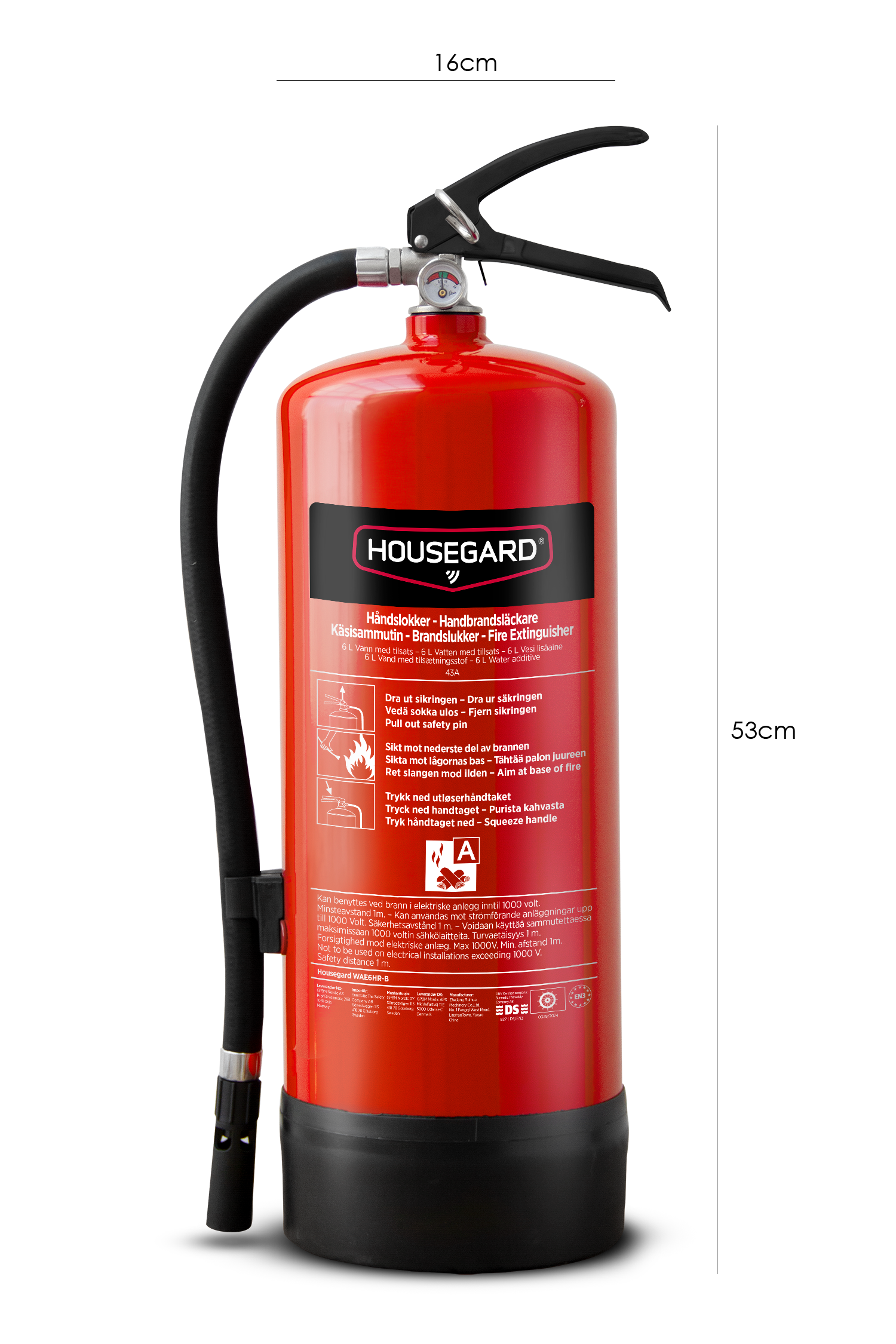 Housegard WAE6HR-B PFAS-fri vandslukker 6 liter 43A - Billede 2