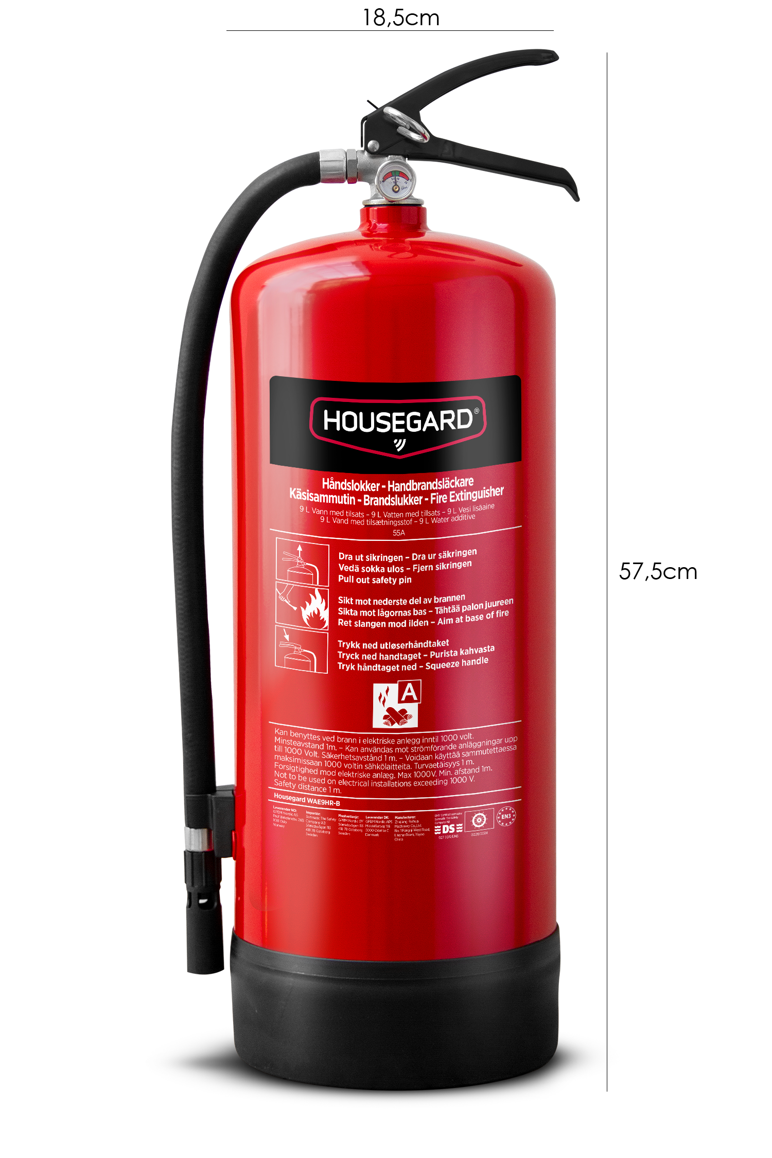 Housegard WAE9HR-B vandslukker 9 liter med fluorfrit additiv 55A - Billede 2