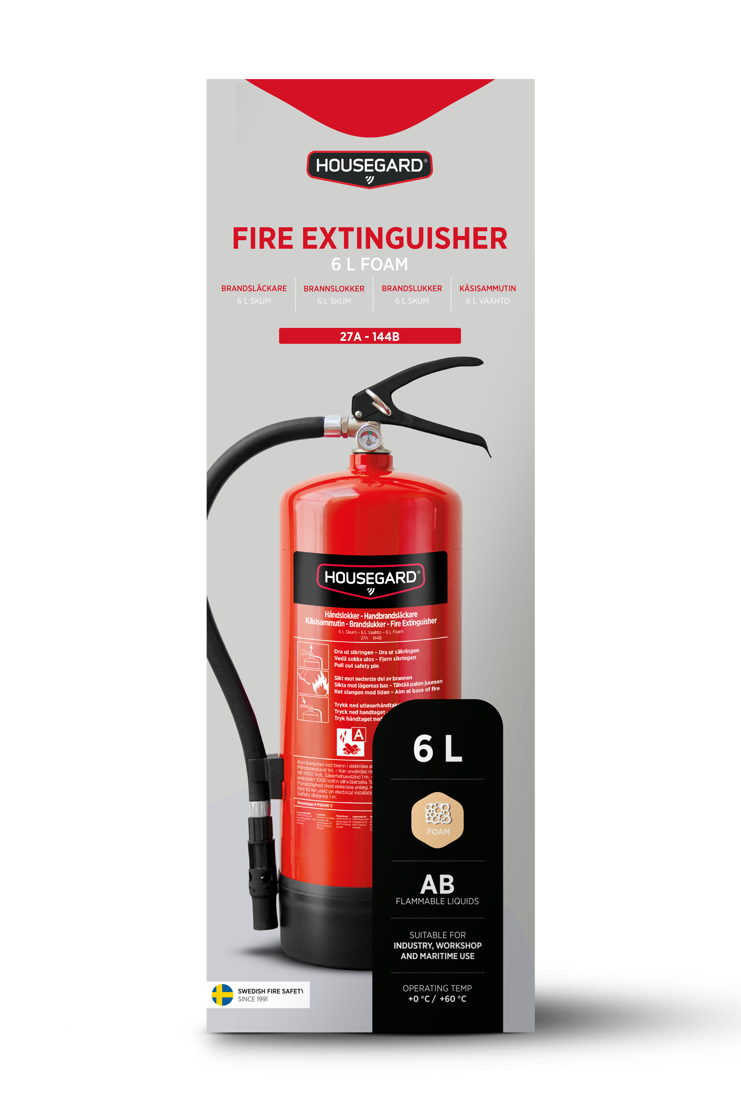 Housegard FE6HR-C PFAS-fri skumslukker 6 liter 27A 144B - Billede 2