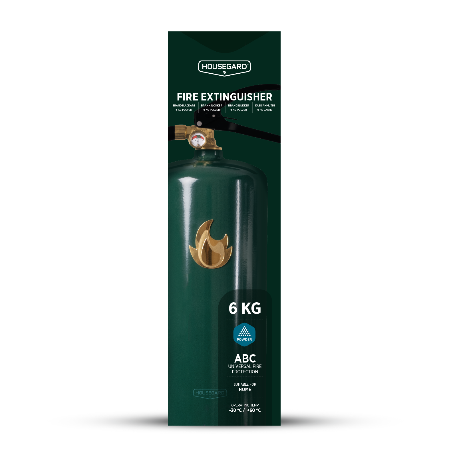 Design by Housegard 6 kg pulverslukker Grøn/Guld - Billede 2