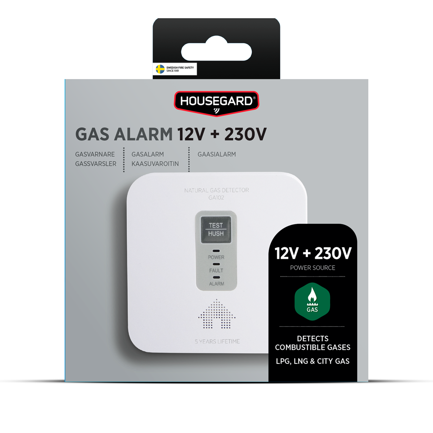 Housegard GA102 gasalarm 12V/230V til LPG, naturgas og bygas - Billede 3