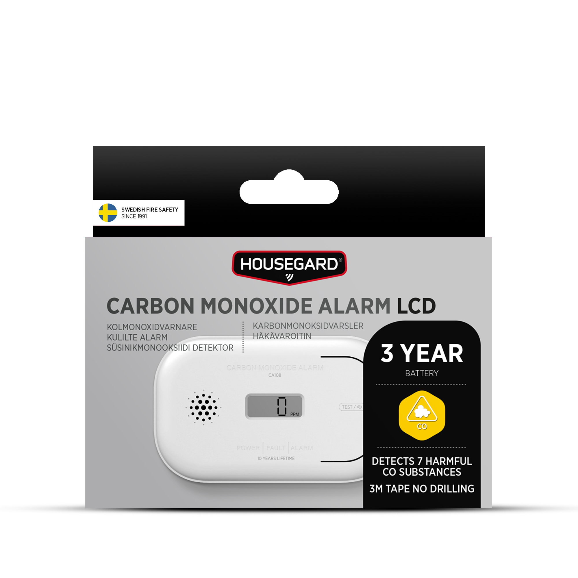 Housegard CA108 kuliltealarm med LCD-display og 3 års batteri - Billede 2