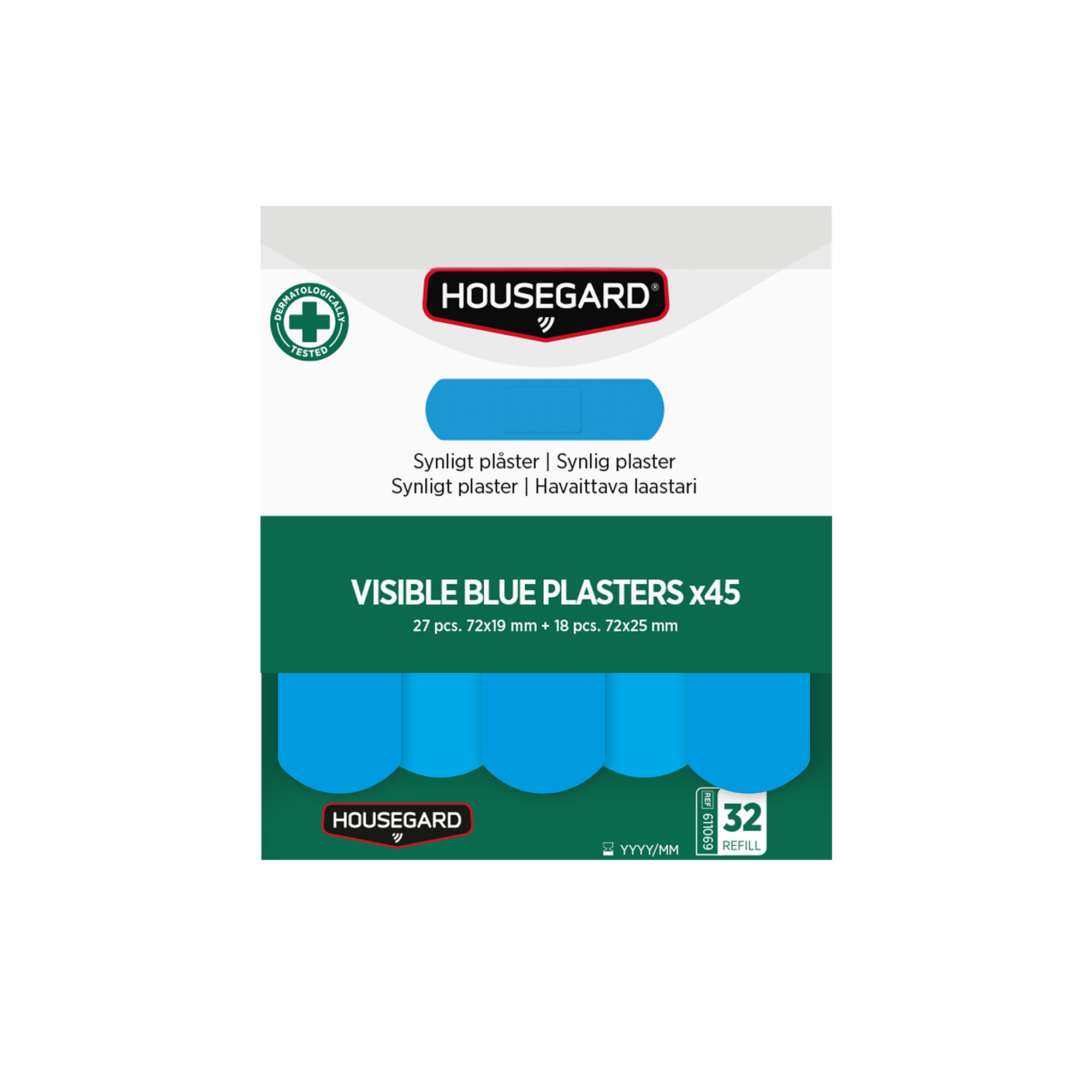 Housegard synlige blå plastre 2x45 stk