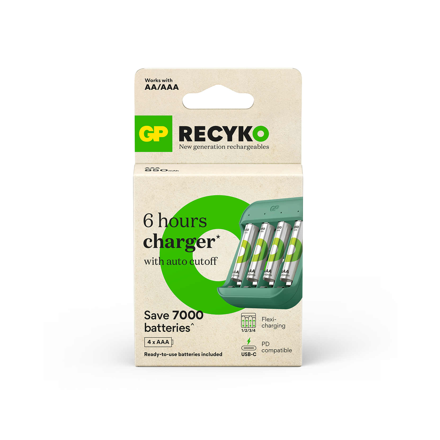 GP ReCyko B423 batterioplader inkl. 4 AAA 850 mAh NiMH-batterier - Billede 2