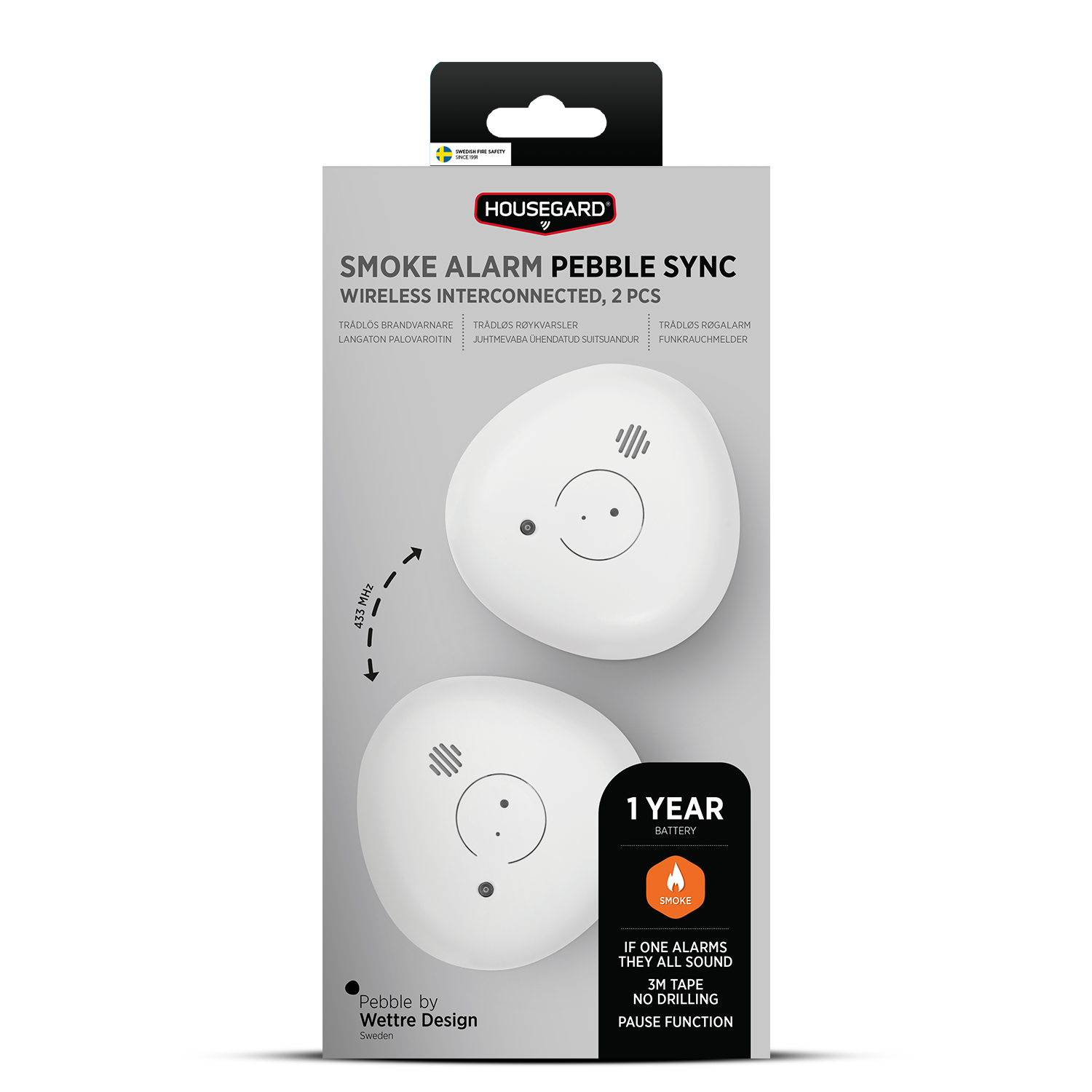 Housegard Pebble Sync trådløs røgalarm – 2-pak - Billede 2